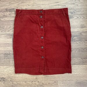 $88 J. Crew Button-Front Corduroy Pencil Skirt, 💯 Cotton, Red Brick, 8